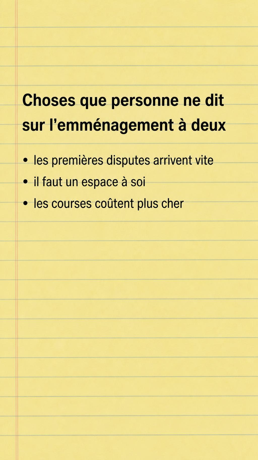 Choses que personne ne dit sur l’emménagement à deux